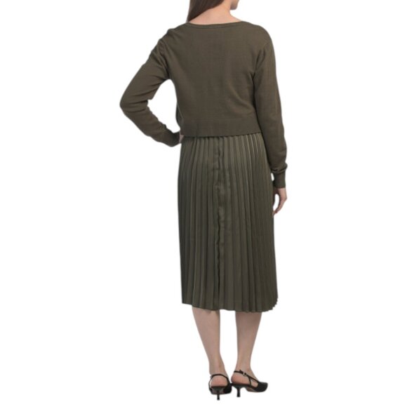 SAM EDELMAN Plisse Dress With Sweater - Picture 2 of 2
